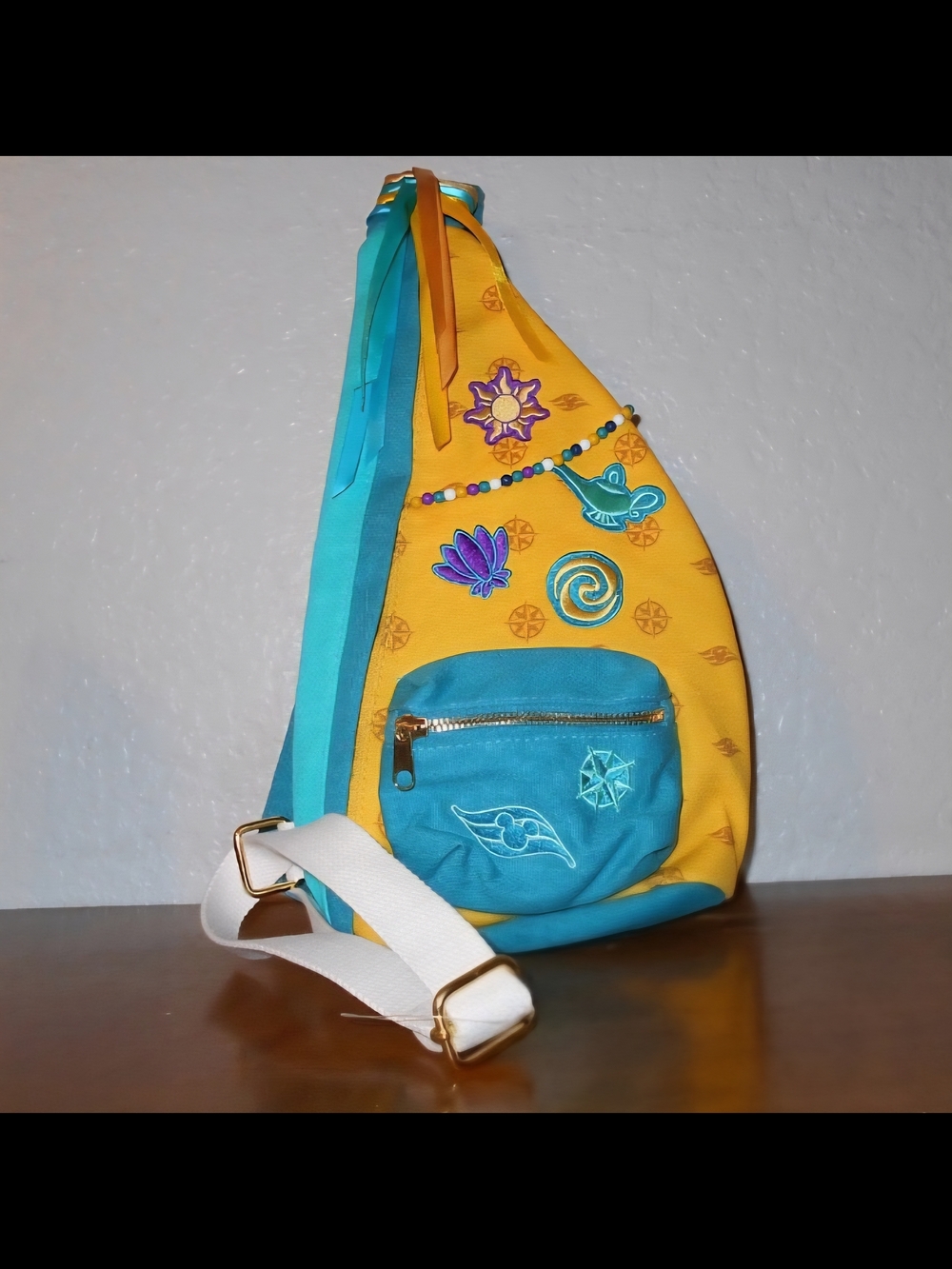 Disney Cruise Line Beach Theme Teal Yellow Slingback Crossbody Bag
